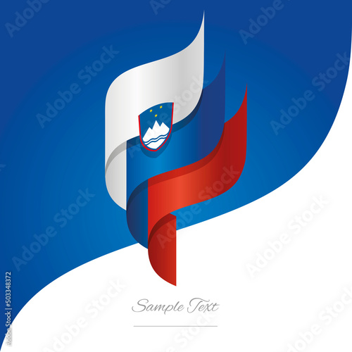 Abstract Slovenia 3D wavy flag white blue red modern ribbon strip logo icon abstract background vector