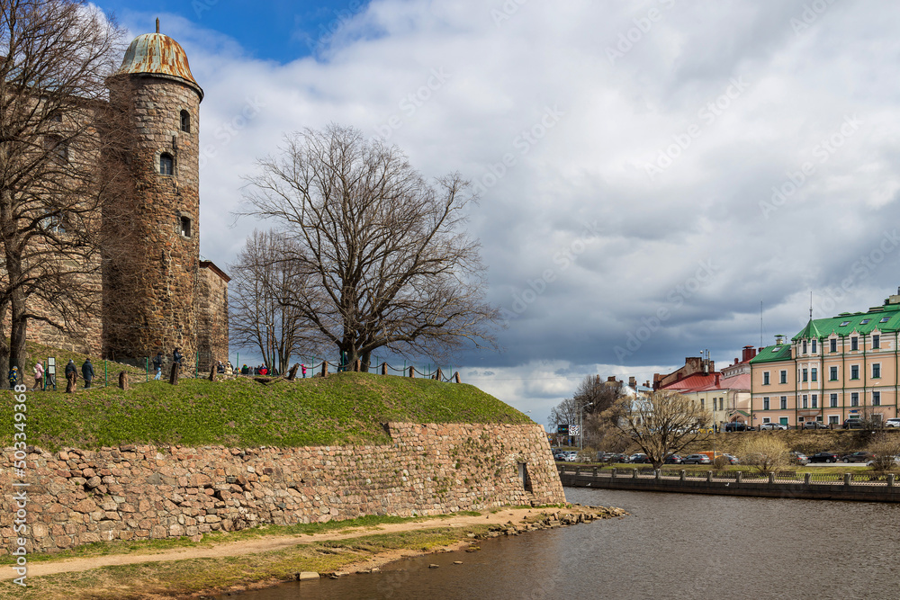 Vyborg Castle. The medieval impregnable fortification. A popular tourist destination.