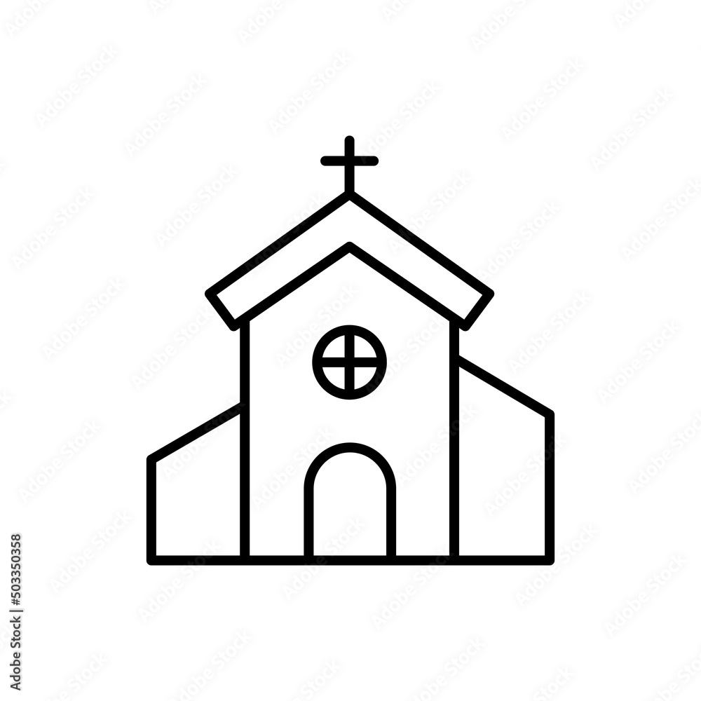 Church building black line icon. Modern church. Trendy flat isolated outline symbol, sign used for: illustration, infographic, logo, mobile, app, banner, web design, dev, ui, ux, gui. Vector EPS 10 Church building black line icon. Modern church. Trendy flat isolated outline symbol, sign used for: illustration, infographic, logo, mobile, app, banner, web design, dev, ui, ux, gui. Vector EPS 10