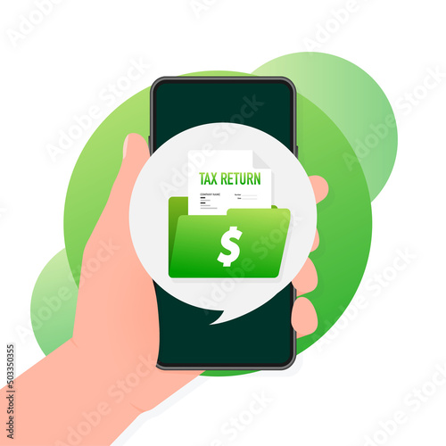 Flat icon. Tax return, great design for any purposes. File management. Business icon