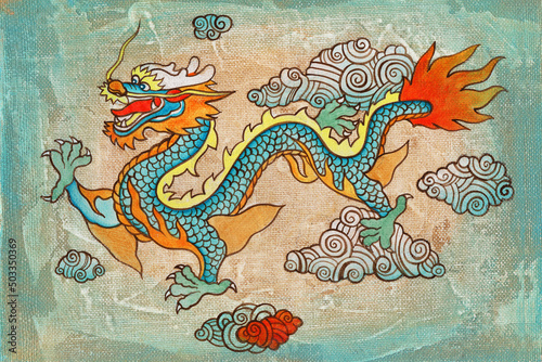 Reproduction Painting Flying Dragon Canvas Acrylic Chinese Style