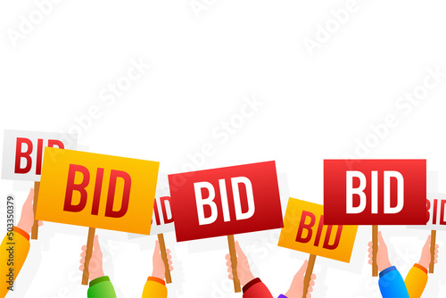 Vector illustration digital design with bid placard. Vector isolated illustration.