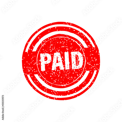 Paid stamp on red background. Business template. Vector isolated texture
