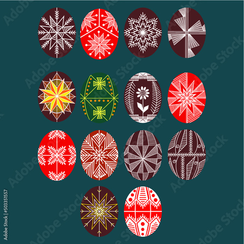 set of Easter eggs, Easter eggs, Easter egg ornaments decorative, egg, decoration, vector files for plywood