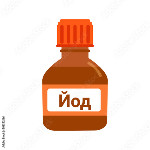 Bottle of iodine with a label in Ukrainian, russian