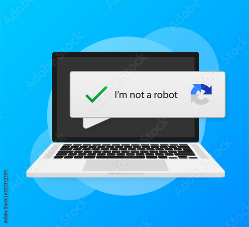 Captcha i am not a robot vector computer code. Vector illustration.