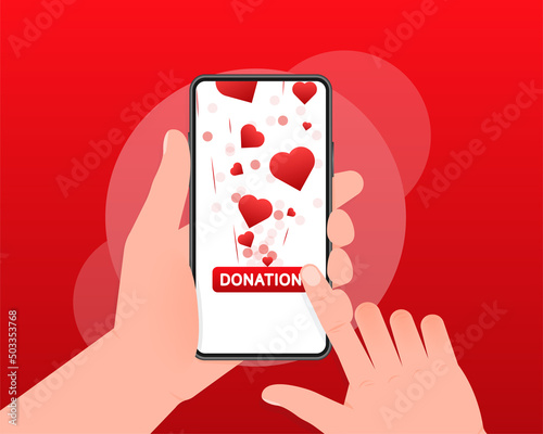 Donate heart in flat style. Vector flat illustration.