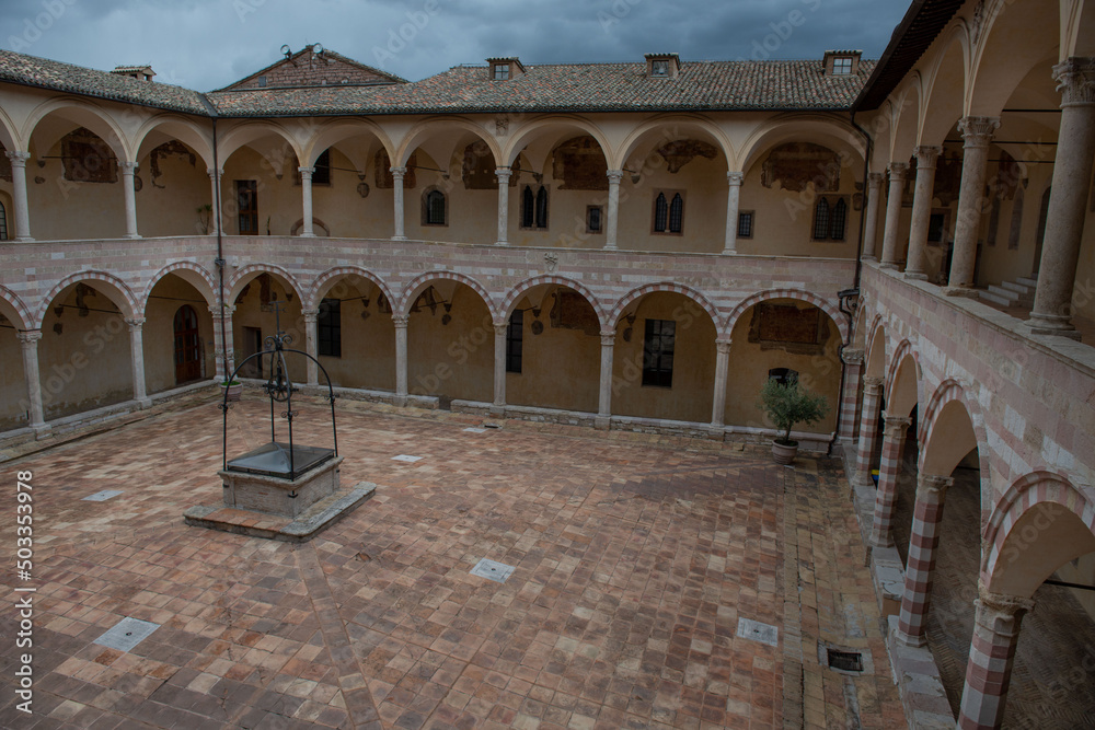 Assisi Italy 2022 Cloister of the dead inside the basilica San Francesco di Assisi