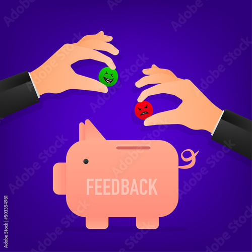 The moneybox in the form of a piggy bank collects likes. Vector illustration