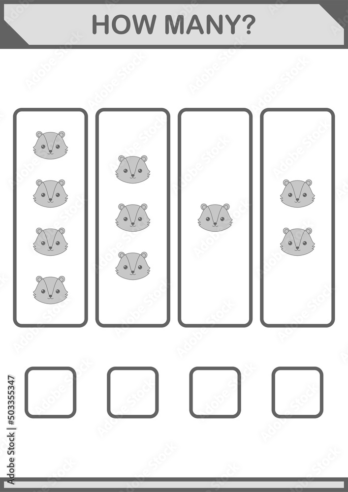How Many Skunk face. Worksheet for kids How Many Skunk face. Worksheet for kids