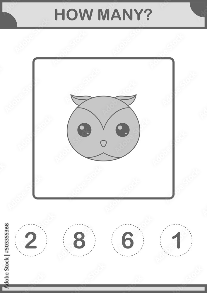 How Many Owl face. Worksheet for kids How Many Owl face. Worksheet for kids