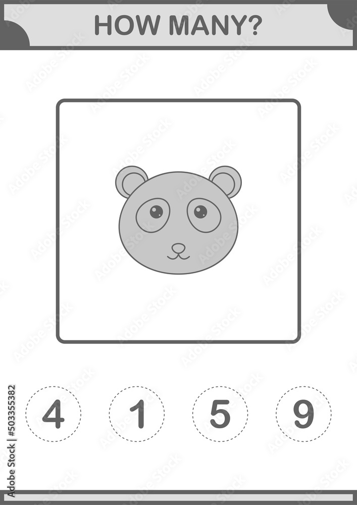 How Many Panda face. Worksheet for kids How Many Panda face. Worksheet for kids