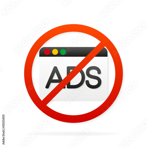 Flat no ads for banner design. Flat illustration. Vector banner.