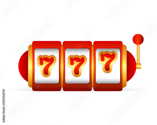 Flat banner with 777 jackpot for concept design. 777 big win concept. Isolated vector illustration