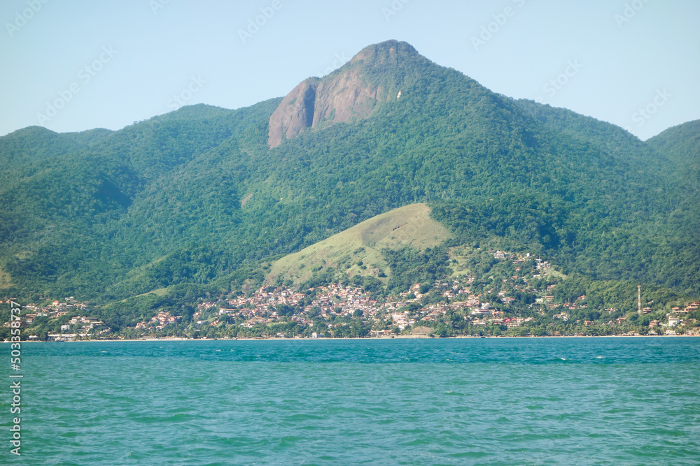 panoramic view of Ilhabela island and bay in Sao Paulo coastline, Brazil