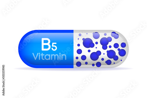 Vitamin B5. Vitamin drop pill capsule icon. Vitamin icon.