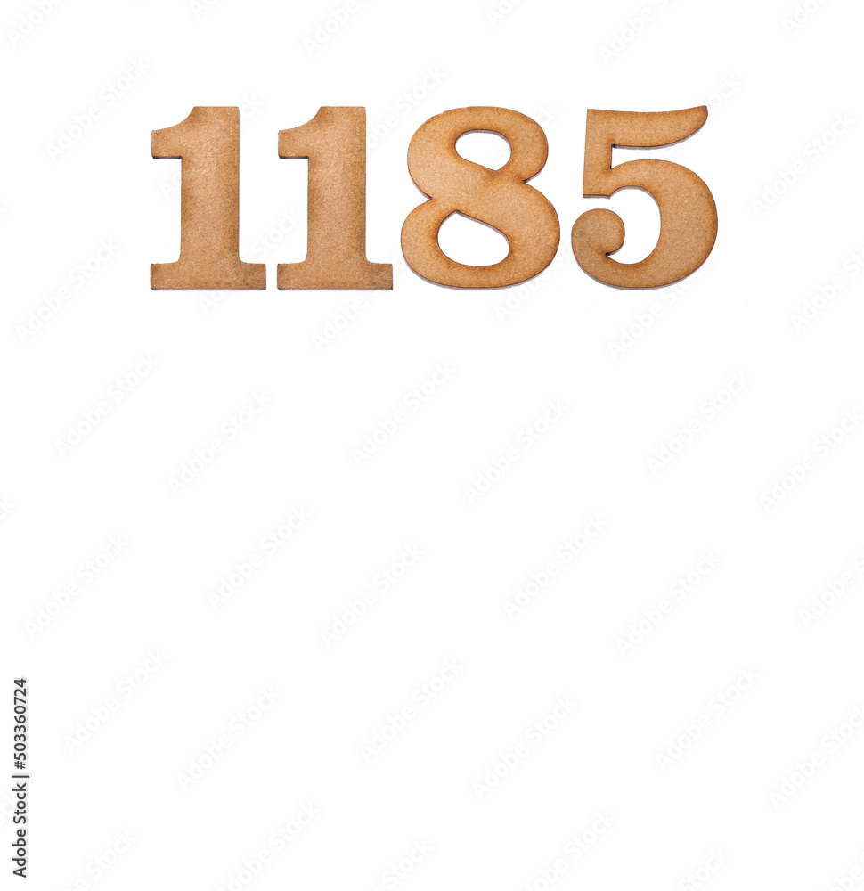Number 1185 - Piece of wood isolated on white background Number 1185 - Piece of wood isolated on white background