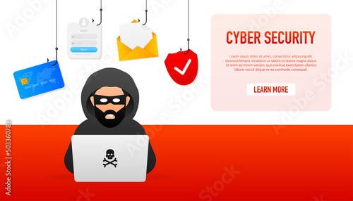 Hacked, great design for any purposes. Internet technology. Cyber crime, hacker attack. Phishing scam.