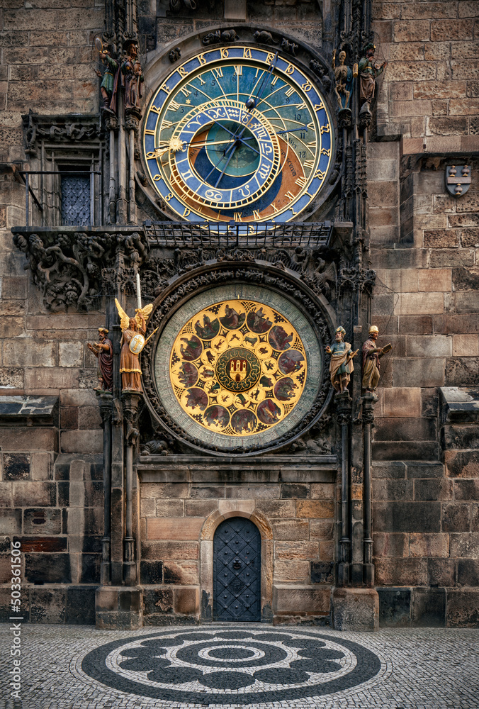 Praski zegar astronomiczny średniowieczny zegar, ratusz, Stare Miasto Praga - obrazy, fototapety, plakaty 