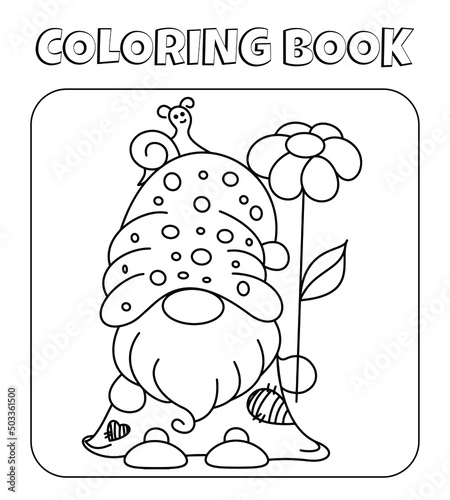 fairy tale forest gnome coloring page