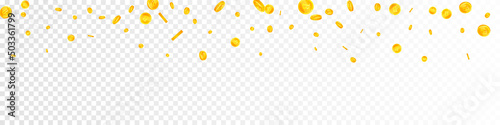 Bitcoin, internet currency coins falling. Cool scattered BTC coins. Cryptocurrency, digital money. Classic jackpot, wealth or success concept. Vector illustration.