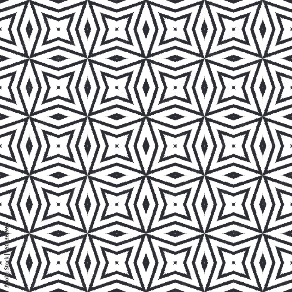 Mosaic seamless pattern. Black symmetrical Mosaic seamless pattern. Black symmetrical
