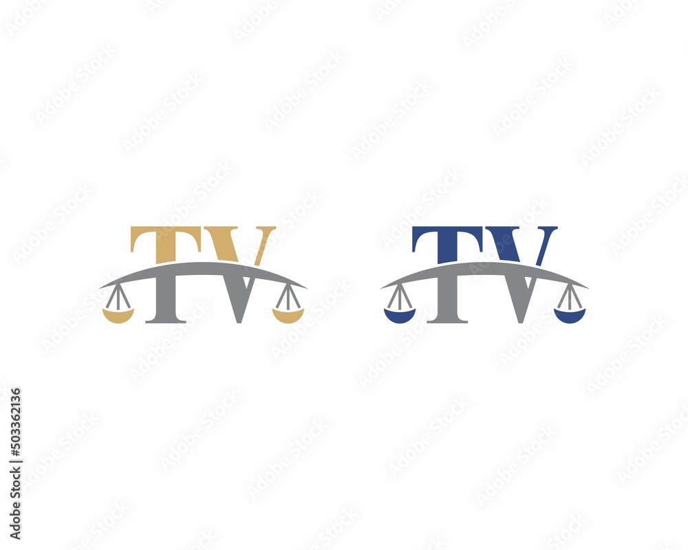 Letters TV Logo With Scale of Justice Logo Icon 001 Stock Vector ...