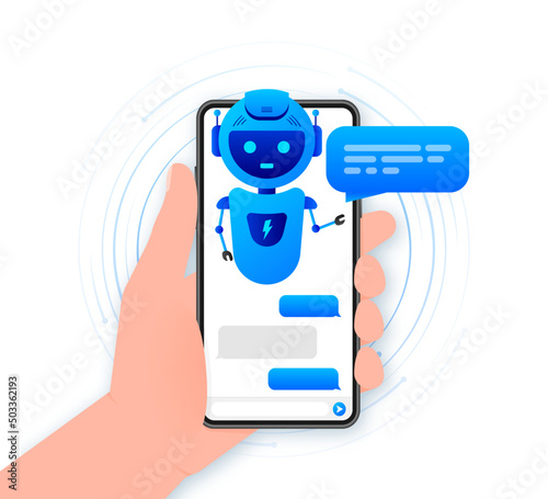 Chatbot icon concept, chat bot or chatterbot. Robot Virtual Assistance Of Website Or Mobile Applications