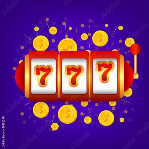 Flat banner with 777 jackpot for concept design. 777 big win concept. Isolated vector illustration
