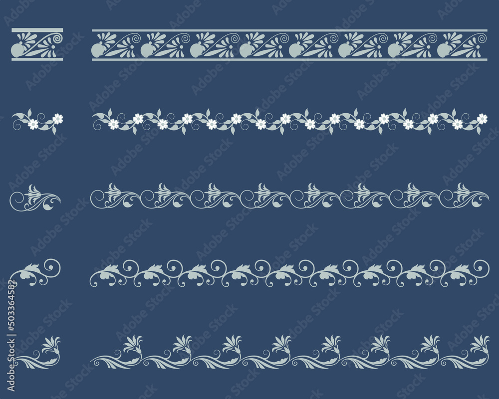 Fototapeta premium Decorative Ornament Border Design Set 6