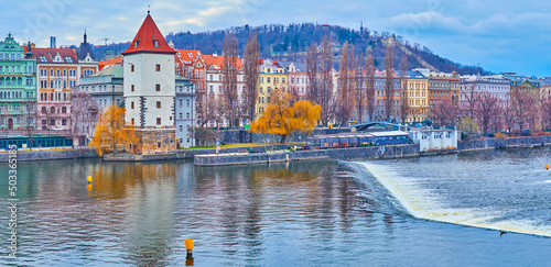 Malostranska Water Tower on Vltava River, Prague, Czech Republic photo