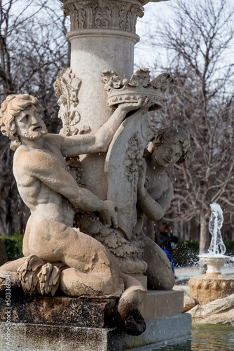 Fountain with stone sculptu...
