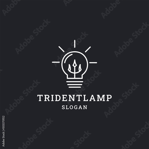 Trident lamp logo icon flat design template 