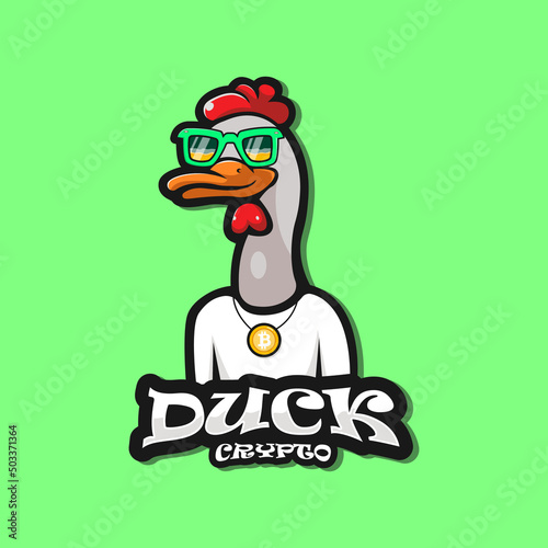 Duck Crypto mascot logo design illustration vector