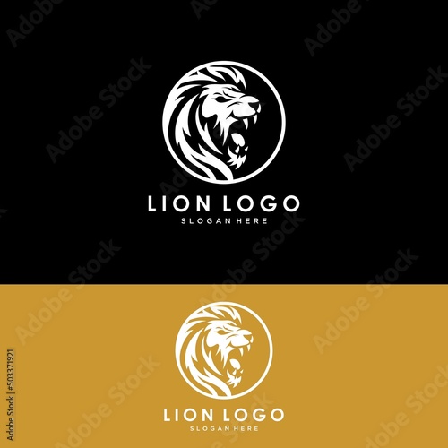 Vector illustration of a lion logo, emblem design.
