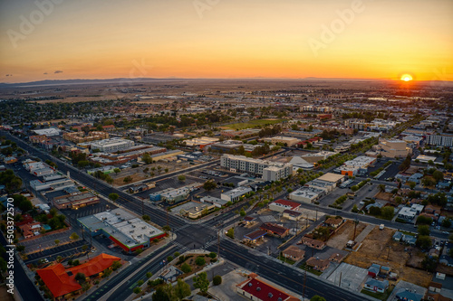 Aerial View of Lancaster, California at Sunrise photo