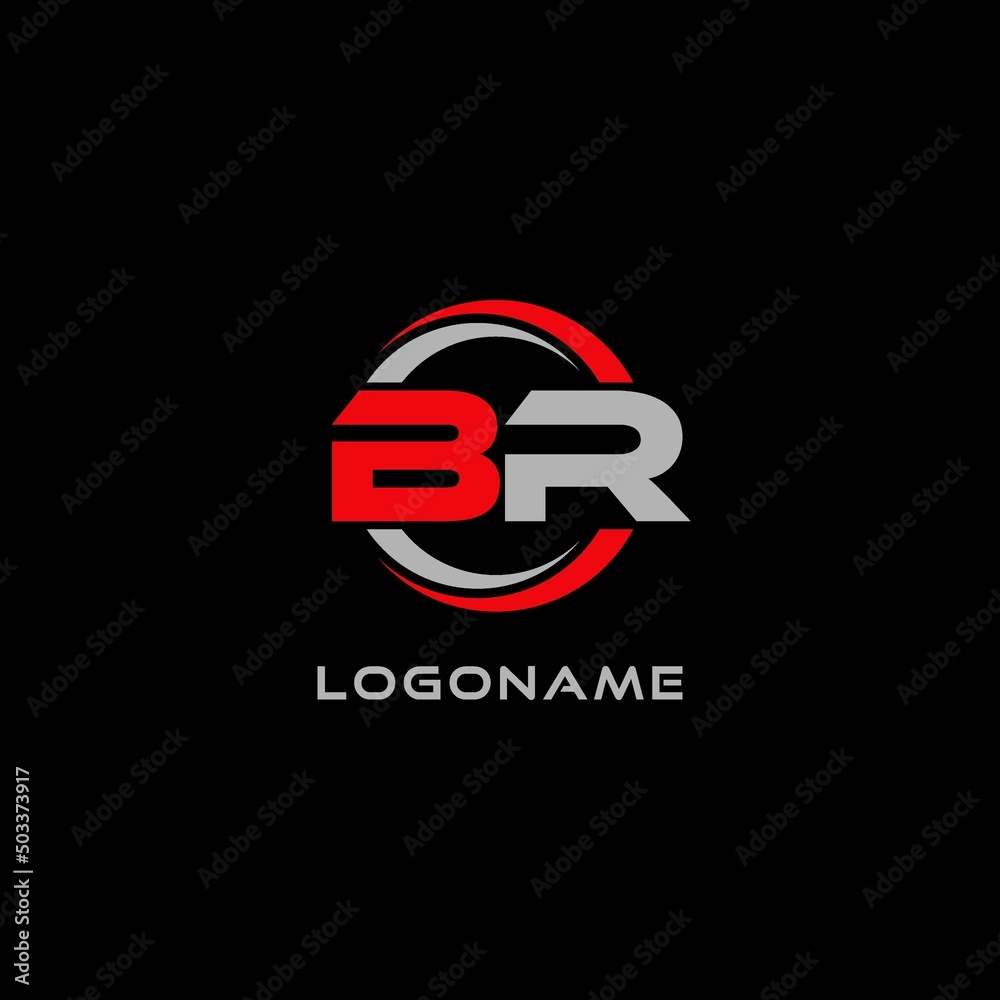 Letter BR logo combined with circle line, creative modern monogram logo style - obrazy, fototapety, plakaty 