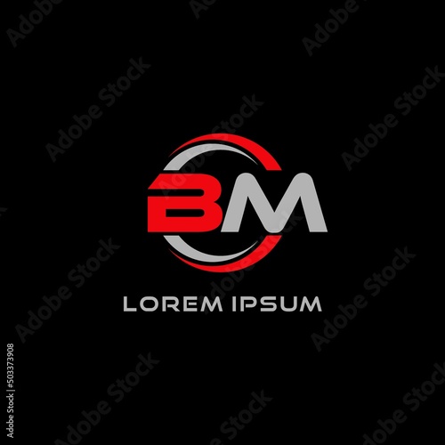 Letter BM logo combined with circle line, creative modern monogram logo style photo