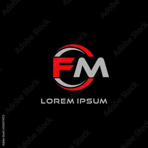 Letter FM logo combined with circle line, creative modern monogram logo style