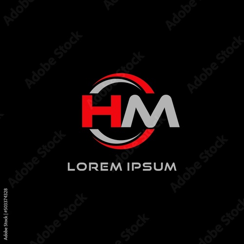 Letter HM logo combined with circle line, creative modern monogram logo style