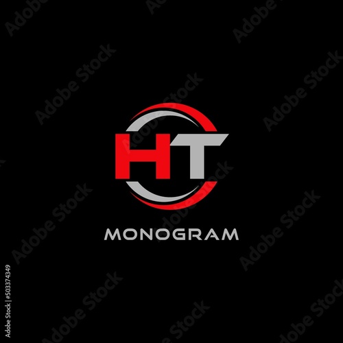Photographie Letter HT logo combined with circle line, creative modern monogram logo style