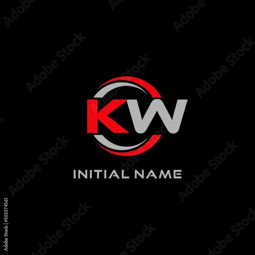 Letter KW logo combined with circle line, creative modern monogram logo style