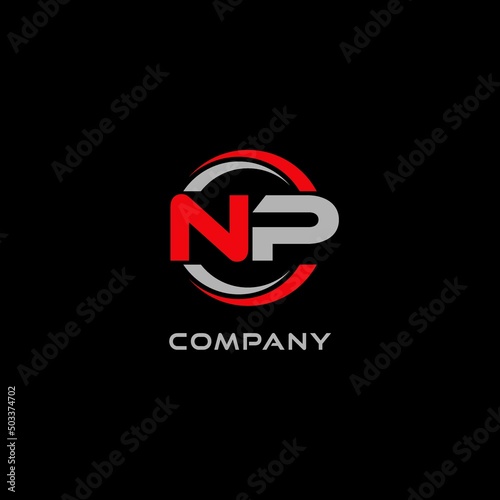 Letter NP logo combined with circle line, creative modern monogram logo style