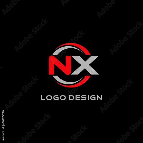 Letter NX logo combined with circle line, creative modern monogram logo style photo