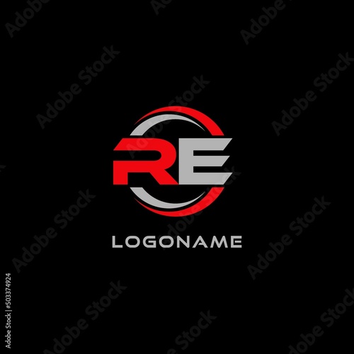Letter RE logo combined with circle line, creative modern monogram logo style