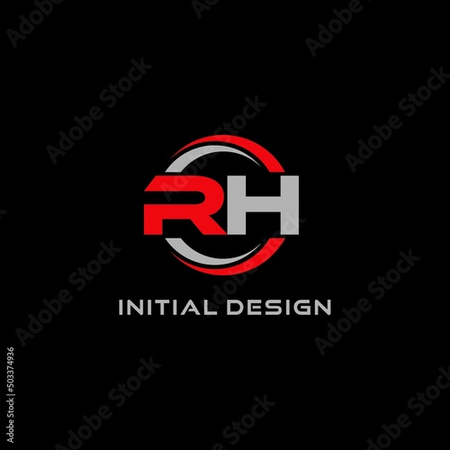 Letter RH logo combined with circle line, creative modern monogram logo style