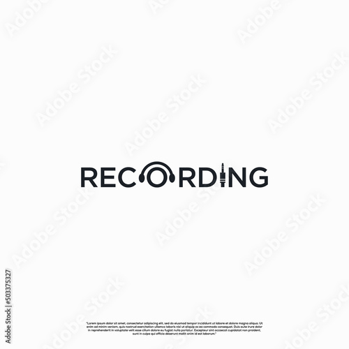 recording logo typography monochrome, recording letter initial icon template