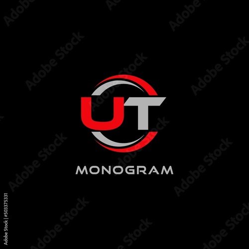 Obraz na plátně Letter UT logo combined with circle line, creative modern monogram logo style