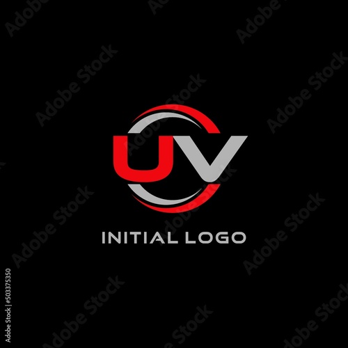 Letter UV logo combined with circle line, creative modern monogram logo style