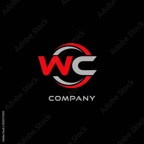 Letter WC logo combined with circle line, creative modern monogram logo style